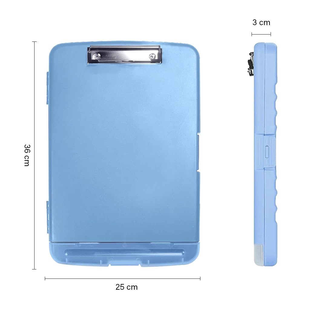 oddpod™ Moto Heavy Duty Clipboard with Side Opening/Clip Pad with Low Profile Clip for Dual Storage of A4 Papers and Pen Holder (Powder Blue) 1