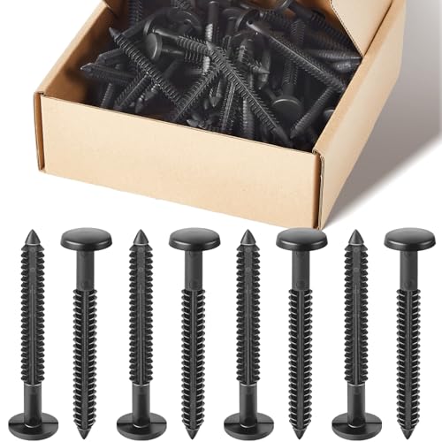 Image of Blulu 60 Pcs 3 Inch Vinyl Shutter Fastener Window Panel Peg Lok Pin Pegs Screws Shutter Spikes Anchor (Tuxedo Gray)
