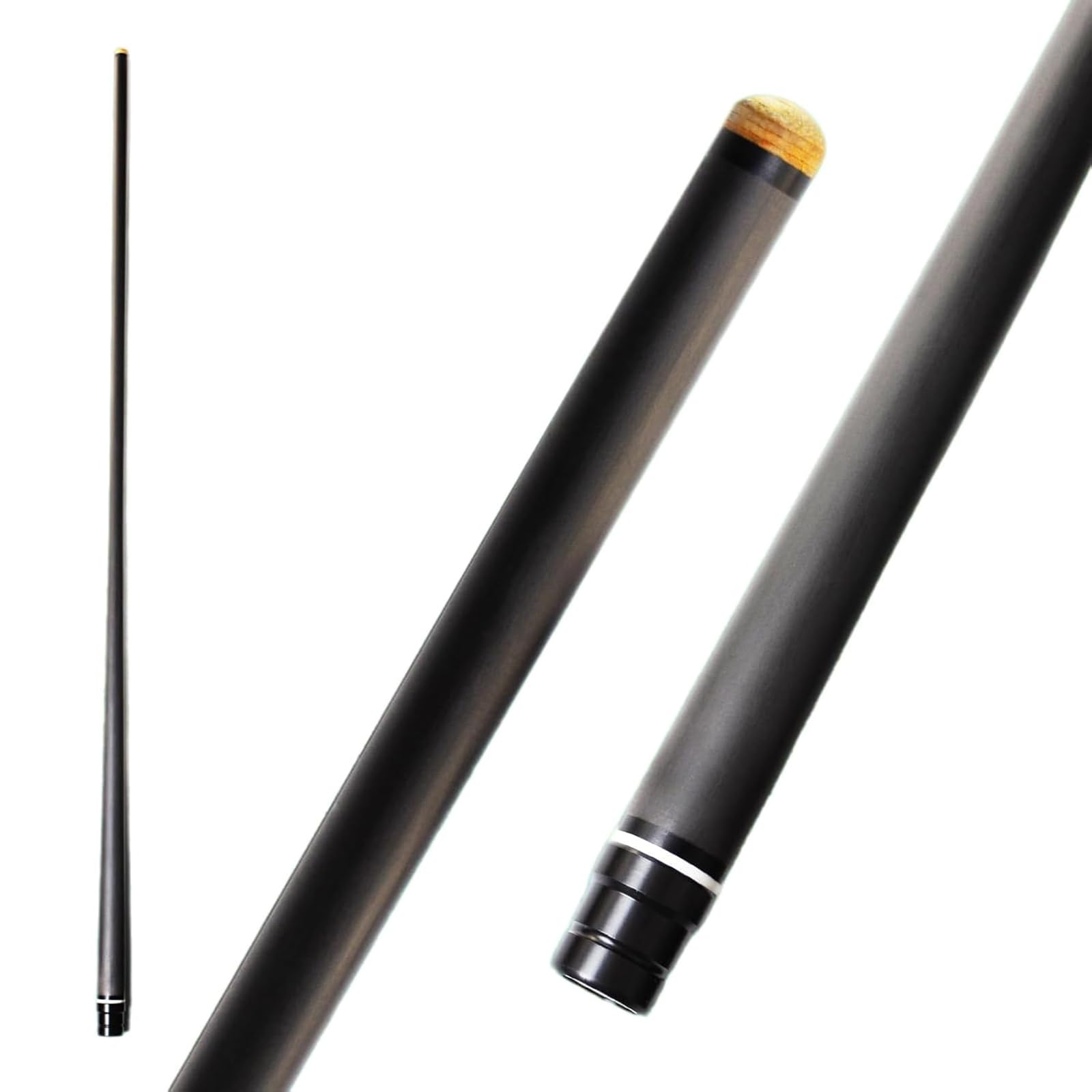 29 インチ ビリヤードキュー前肢 73.7cm カーボン単軸シャフト 低偏転 12.5mm/11.8mm 115g ステンレス製ジョイント 軽量 交換用 (ブラック) - 1