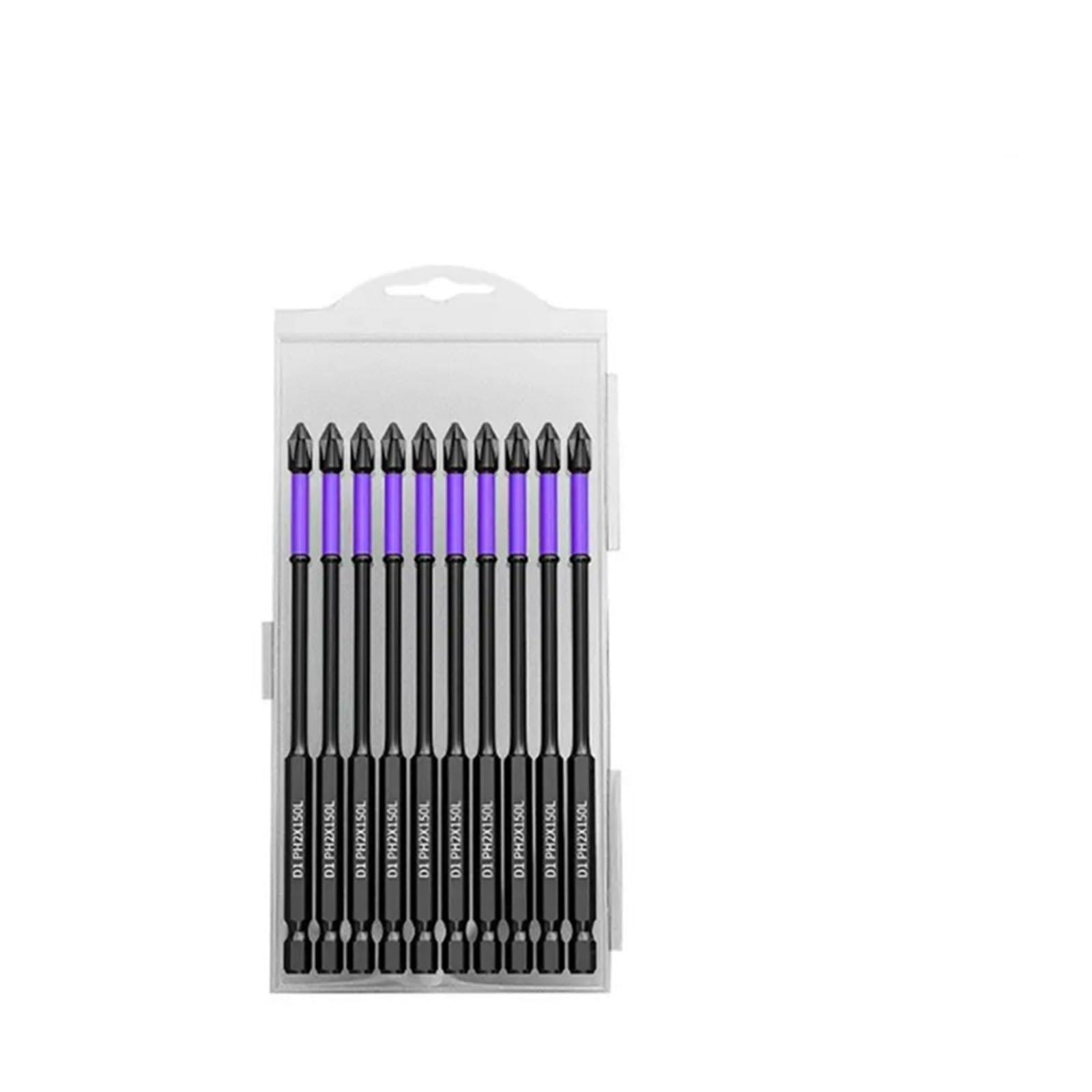 Eretyret One Color Non-Slip Impact Batch Head Strong Magnetic Cross High Torque Hardness Screw Waterproof Ph2 Screwdriver Bits Set Easy To Carry(10Pcs 150Mm)