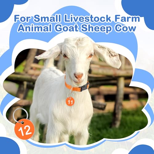 Image of Foilswirl 12 Pack Goat Collars with Number Tag Adjustable Nylon Livestock Collar with No. 01-12 ID Number Tags Sheep Collars Set for Small Livestock Farm Animal Goat Sheep Cow(Regular)