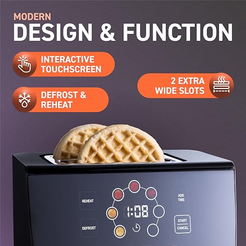 Image of Inspirex Two Slice Touchscreen Lever Toaster, Black