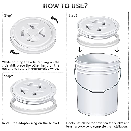 Image of Jetec 2 Pack 5 Gallon Bucket Lids 12 Inch, White