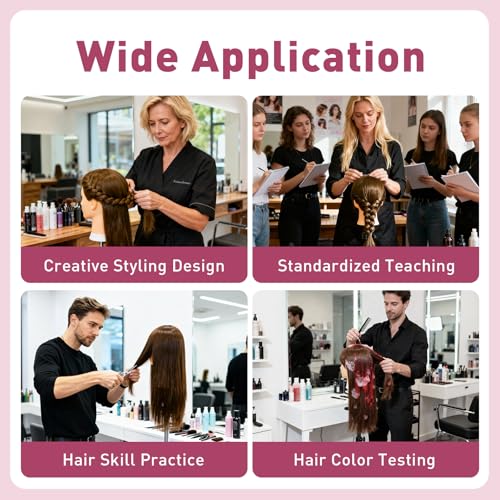 Image of Mannequin Head with 90% Human Real Hair, Cenoz 26 inch Hairdresser Cosmetology Training Head with Stand and Tool, Manikin Training Practice Head, Doll Head for Hair Styling (Golden)