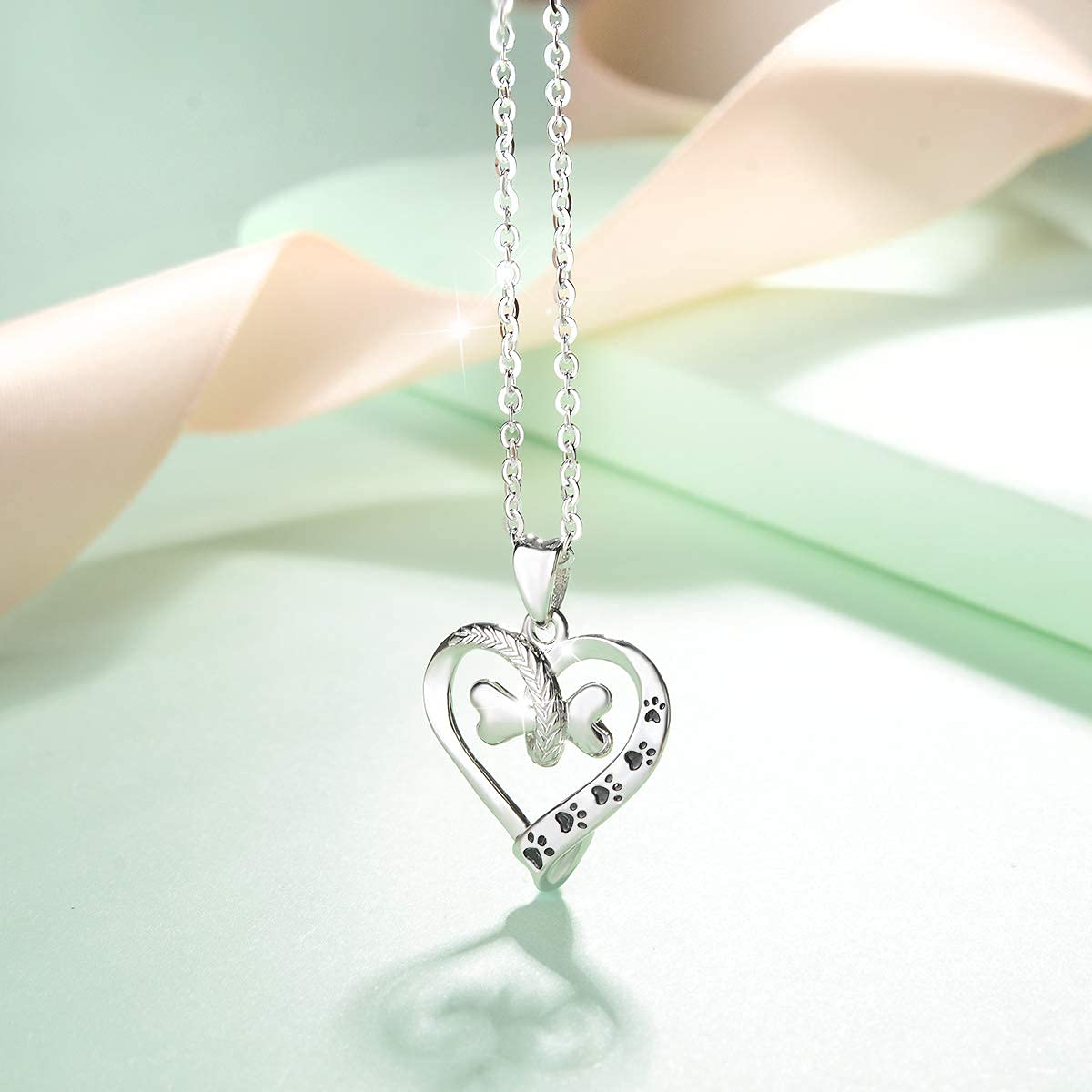 AEONSLOVE Collana Da Donna Collane Argento 925 Bello Cane Zampa Pendente Personalizzata Gioielli Festa Della Mamma Regalo Ragazza Bambina Nonna
