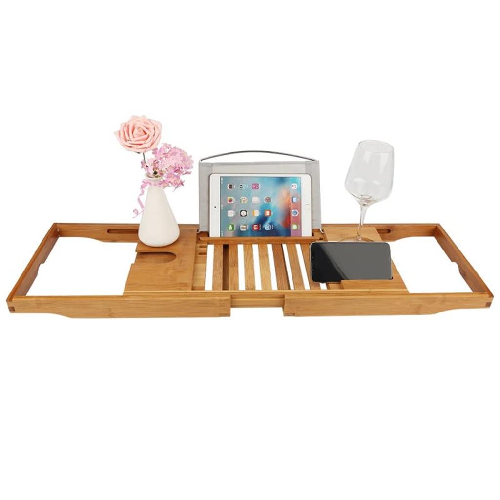 Bandeja de bambú para bañera, soporte de almacenamiento ajustable para relajación de spa, fácil organización y accesorio ordenado para artículos esenciales para el baño