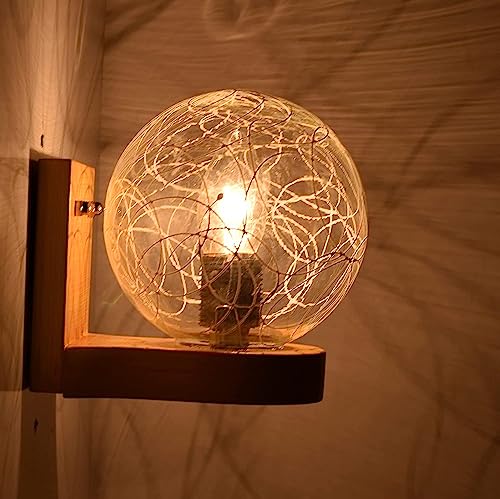 Image of Home Decor Wall Lights Glass Lamp Shade with Premium Finish & E27 Bulb Holder for Living Room, Bedroom, Balcony, Kitchen, Cafes | Decorative Night Lamps Fixtures | Elegant Wall Hanging Lights