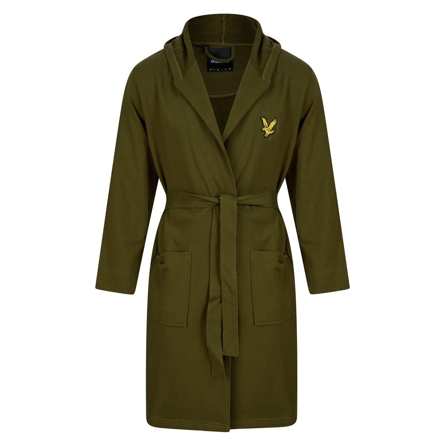 Lyle & Scott Mens Hooded Bathrobe Towel Dressing Gown Dark Olive M