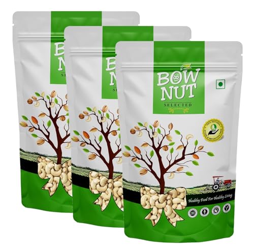 Image of Bownut Kaju (Cashew) 600 Grams (200 Grams X 3) for All Ages | High in Protein and Boosts Energy and Build Immunity | Healthy Nutritious Cashew Nut | Delicious Vegan & Crunchy Kaju Nut for Cooking and Raw Eating