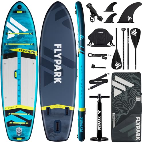 Flypark 10'8''x35'' Fishing Inflatable Paddle Board, Extra Wide SUP Paddleboard Inflatable, Fishing...