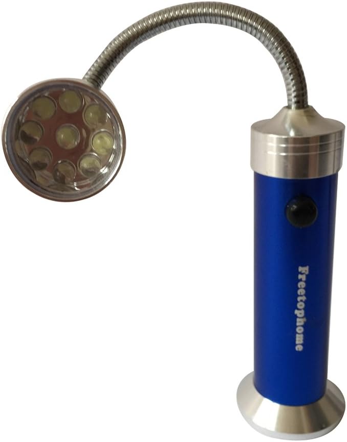 FREETOPHOME Super Bright Flashlight Magnetic, Flexible Goose Neck Lamp, 3000 Lumens, aaa Battery Operated, Mini, Aluminum