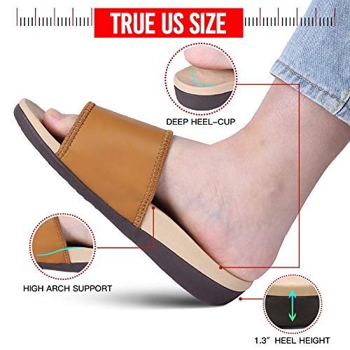 Image of MEGNYA Orthopedic Slides Sandals for Women, Comfortable Plantar Fasciitis Sandals for Flat Feet, High Arch Support Walking Sandals with Adjustable Straps