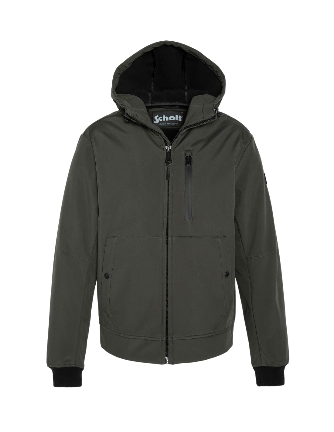Schott NYC Kale Short Zip Hooded Jacket, Khaki, XL for Adults