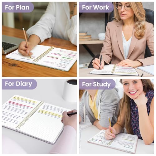 Image of Taja Graph Spiral Journal Notebook for Women & Men, 140 Pages, Graph Paper Hardcover Notebook for Planning & Tracking, Journals for Graphing, A5(5.7 inch x 7.9 inch) - Purple