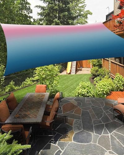 Boanket Sun Shade Sail 8' x 10', Pink Blue Ombre Rectangular Waterproof Outdoor Sun Shades, Modern Geometric Striped Abstract Art Shade Cloth for Patio Deck Terrace Garden Lawns Beach Backyard