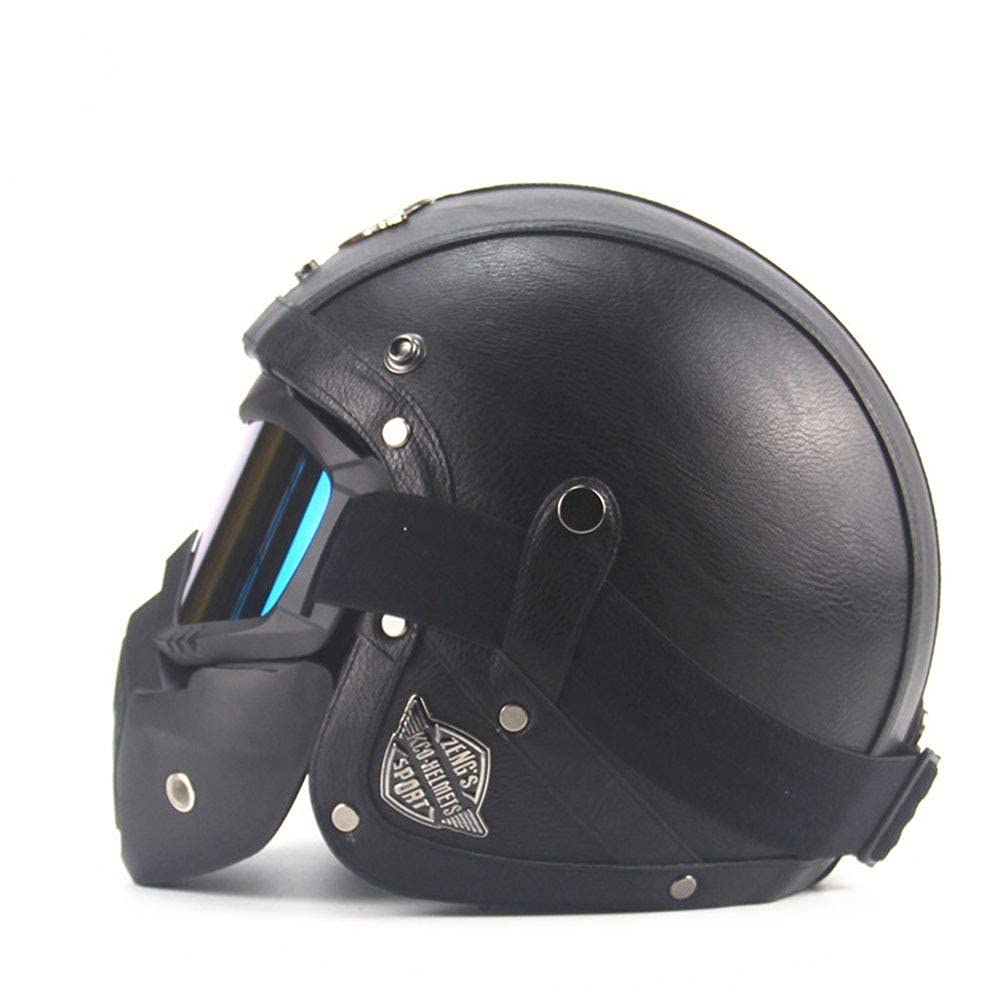 Kask motocyklowy w stylu vintage z otwartą twarzą Retro dorosły 3/4 półkask dla mężczyzn i kobiet z osłoną przeciwsłoneczną kask Crash Jet, do krążownika chopper Mofa Road motocykl