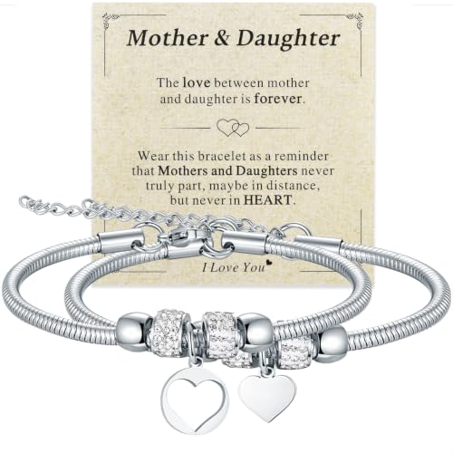 Image of Yonhon Mother Daughter Bracelet Necklace for 2 /3 /4, Mother Daughter Matching Keychain Set