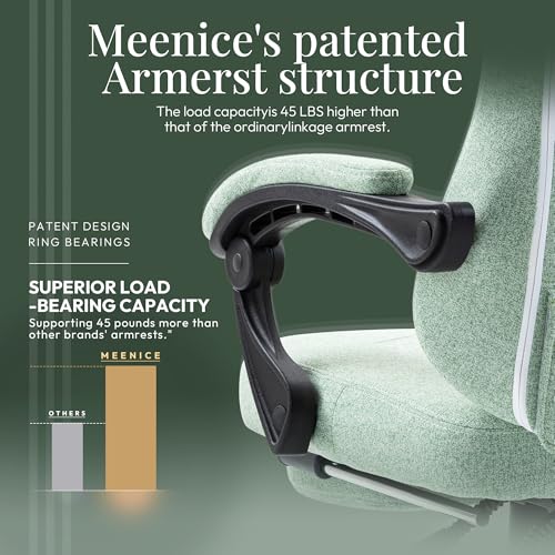 Gaming Chair-Ergonomic Gaming Chair with Pocket Spring Cushion and Breathable Fabric, Cooling Gel and Massage Lumbar Support, Adjustable High Back Office Chair for Adults and Kids 300LBS Green - Image 4