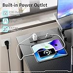 42 Inch Computer Desk with LED Light,Gaming Desk with Reversible Storage Shelves and Power Outlets for Home Office, Small Space - Image 4