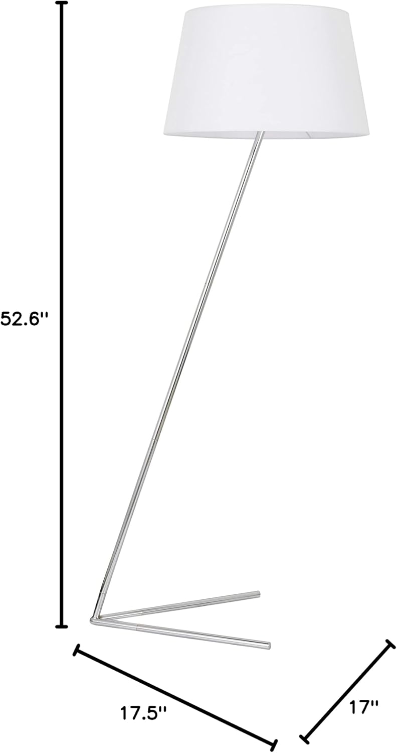 Cason 1 Light Chrome and White Shade Floor lamp