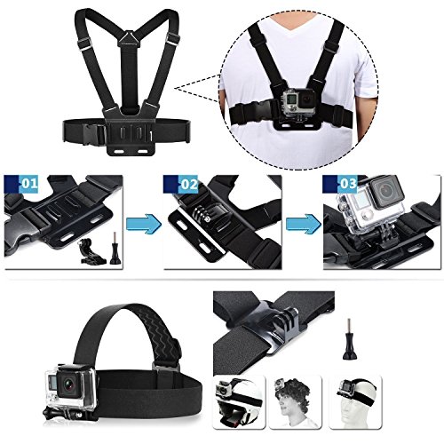 Image of Action Pro Accessories Kit Compatible with GoPro-13 /12 /11 /10 /9 /8 /7 /6 /5 /4 /3+ /Session /SJ4000 /SJ5000 /SJ6 /Xiaomi /Yi-Flotation Handle+Head Strap+Chest Strap Action Camera