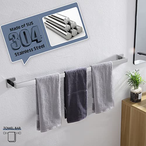 Image of KOKOSIRI 36-Inch Single Towel Bar, Bathroom Kitchen Towel Holder, Wall Mounted SUS304 Stainless Steel Towel Rack, Polished Chrome, B4003CH-L36