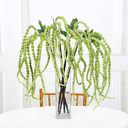 Tableclothsfactory 2 Pack | 36” Green Amaranthus Artificial Flower Stem with Ivy Leaves for Centerpieces Wedding Decoration