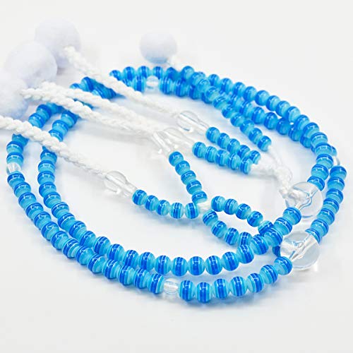 男性用・紳士用念珠【選べるカラー展開】尺/カラフル念珠/プラスチック製/数珠/創価学会用 (026ブルーストライプ)
