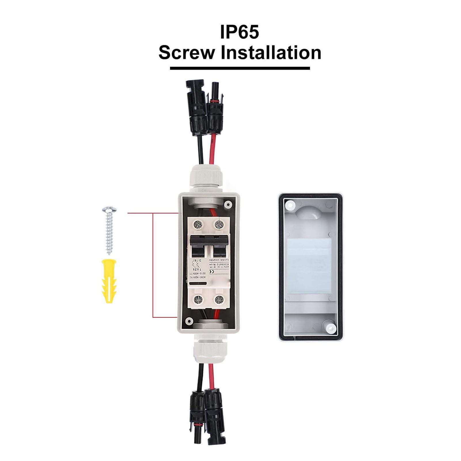 Sezionatore solare e interruttore automatico miniaturizzato da 10 A per impianti fotovoltaici - DC 12-400 V e AC 90-400 V - Custodia impermeabile IP65 con guida DIN e