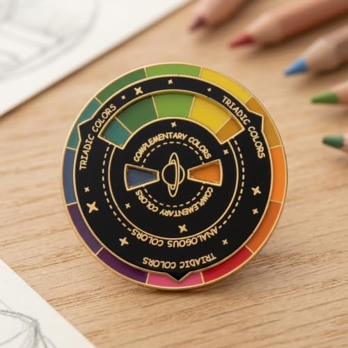 Color Wheel Lapel Pin 1 Piece Alloy Brooch with Moving Wheel image 5