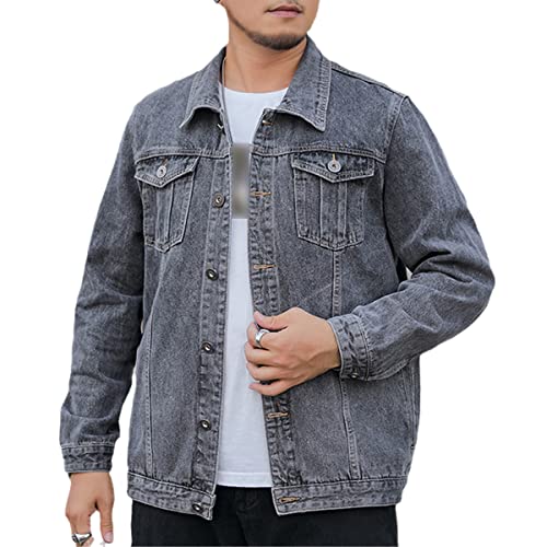 Veste en jean à revers homme gris tenue urbaine pour les sorties