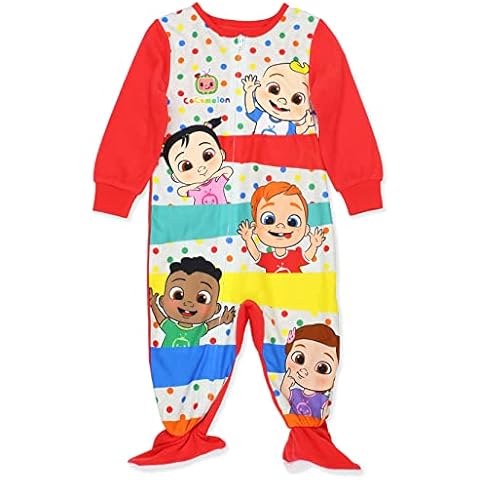 CoComelon Toddler Infant Footed Blanket Sleeper Pajamas (4T, Red) Cover