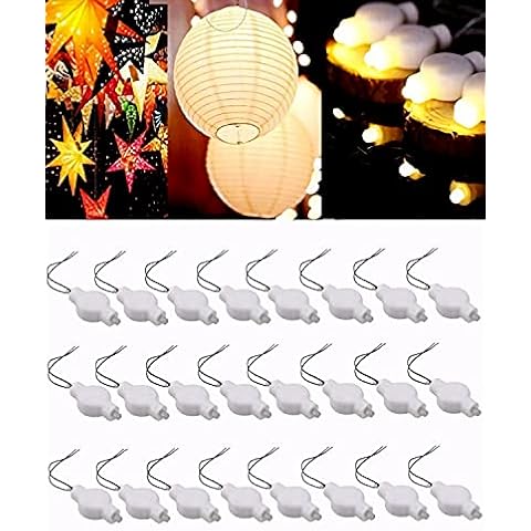 LOGUIDE Small LED Lights, 24 Pack, Battery Powered for Paper Lanterns,Balloons,Floral,Weddings & Festival Decorations (Warm White) Cover