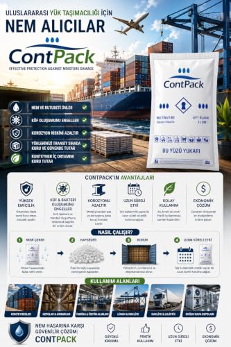 ContPack Plus Askılı Nem Alıcı Konteyner Rutubet Önleyici Nem Tutucu Küf ve Korozyon Koruyucu 5 Adet 1900 g