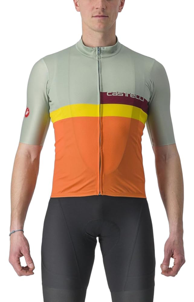 CASTELLI 4522017-346 A BLOCCO Jersey Men's T-Shirt Defender Green/Dark RED-Bordeaux-Passion Fruit-Scarlet Lava XL