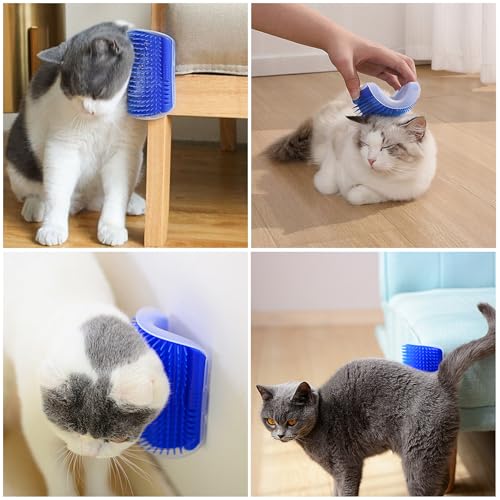 Image of Kingtree Cat Corner Scratcher Self Groomer with Catnip, 2 Pack Softer Cat Face Scratchers Wall Corner Grooming Massage Combs for Long & Short Fur Cats
