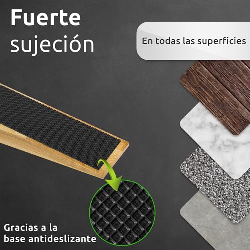 Miniatura 5 de Ecence Set De 4 Topes De Puerta De Bambú Antideslizantes Con Goma, Sujeta Puertas Para Todo Tipo De Puertas, Cuñas Para Puertas De Habitaciones, Puertas De Acero Y Más