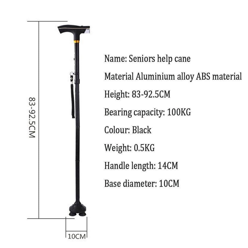 SGSG Bastones Bastón para Caminar Plegable con luz LED, Mango Antideslizante, portátil, 10 muletas de Altura Ajustable, Bastones multifunción para Hombres, Mujeres