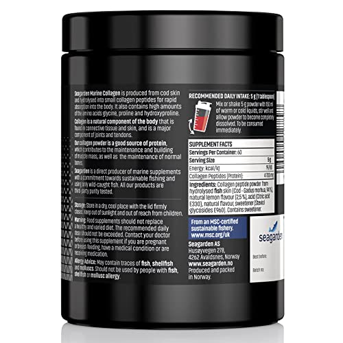 Seagarden Collagene Idrolizzato Marino Puro I dal merluzzo artico norvegese selvatico I Integratore per Capelli, Pelle, Ossa e Articolazioni| in Polvere I Gusto di limone I 300 g - 9