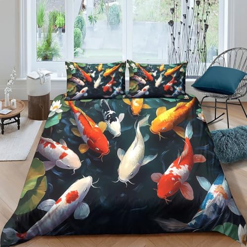 Housse de couette 135x200 carpes koï en microfibre douce - 2