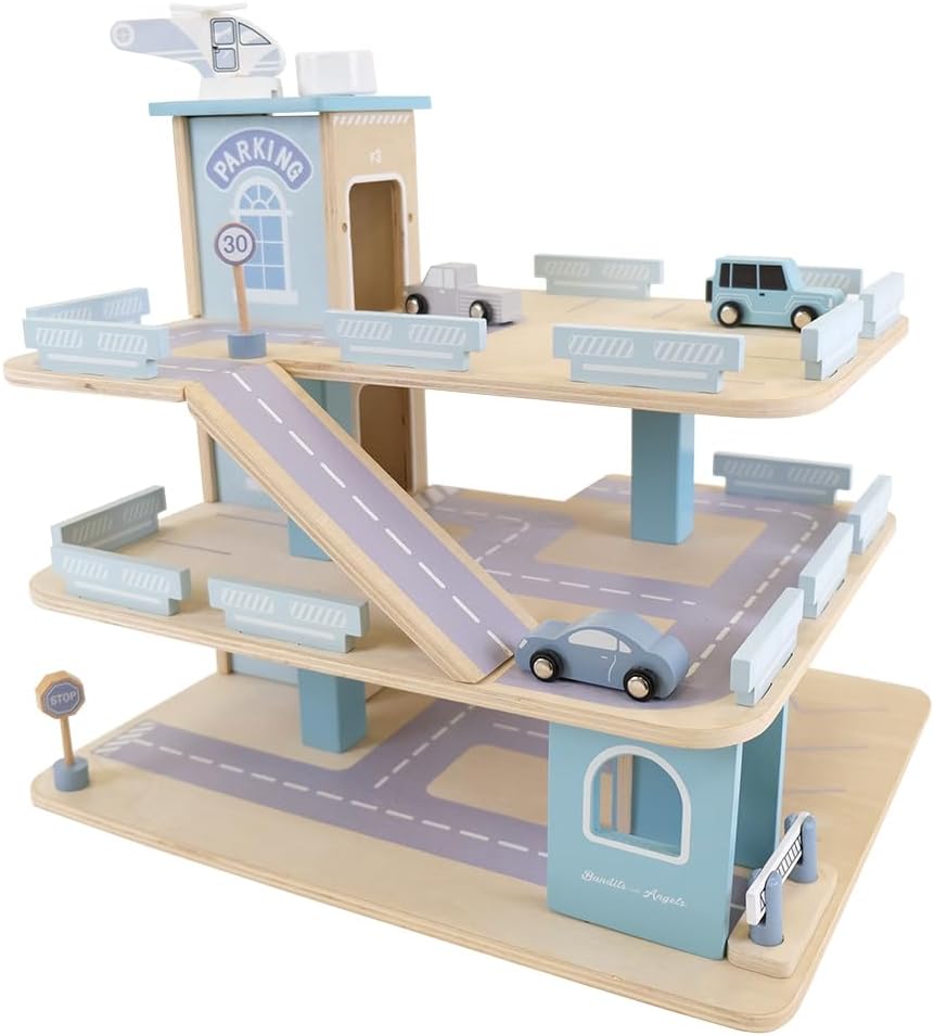 Bandits and Angels Wooden Car Park (Retro Blue)