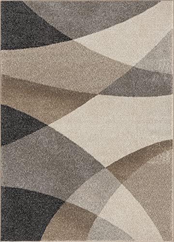 Tapis à Poils Courts 80x150cm Gris Motif Abstrait 3D - Polypropylène 100%, Pour Chambre, Salon, Salle à Manger