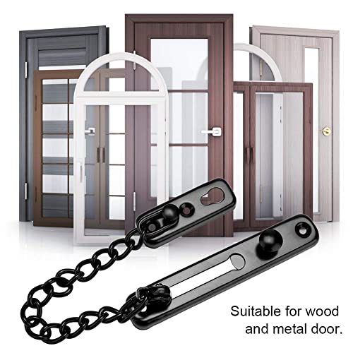 Security Door Chain Safety Door Lock Anti-Theft Chain Latch for Home Security(Black, 201 Stainless Steel) - Image 2