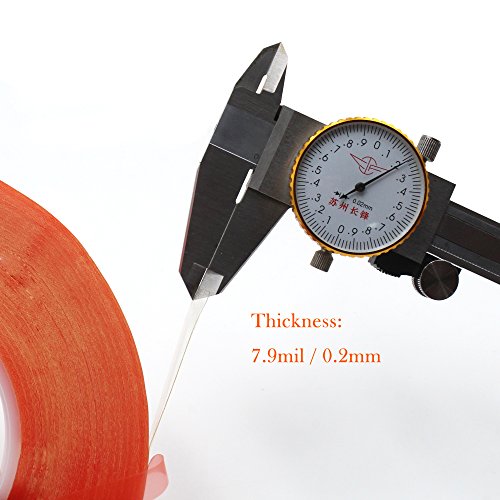 Pet Acrylic Double Sided Tape, Atemto Clear Two Sides Adhesive Sticker Tape 0.2 Inch X 55 Yards Weatherproof Heavy Duty Heat Resistance Thin Ultra Strength Industrial Outdoor Mounting Tape (5Mm) #TOP2