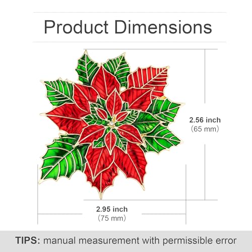 Image of Poinsettia Christmas Flower Pins and Brooches for Women, B01V