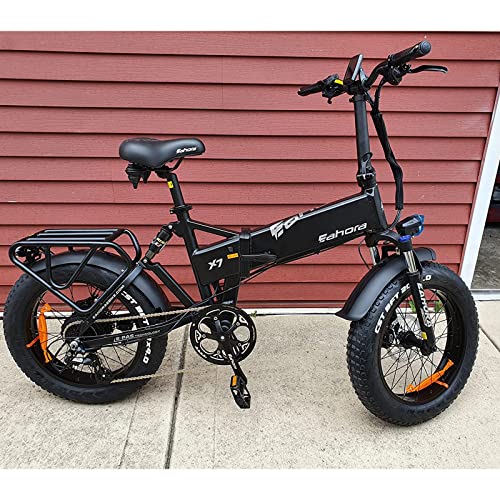 Eahora X7 Special Electric Bike Adults Folding Fat Tire 750W 33Mph 17.5 Ah Removable Battery Ebike Long Range 20" Electric Bicycle Shimano 8 Speed Full Suspension,Hydraulic Brakes #TOP5