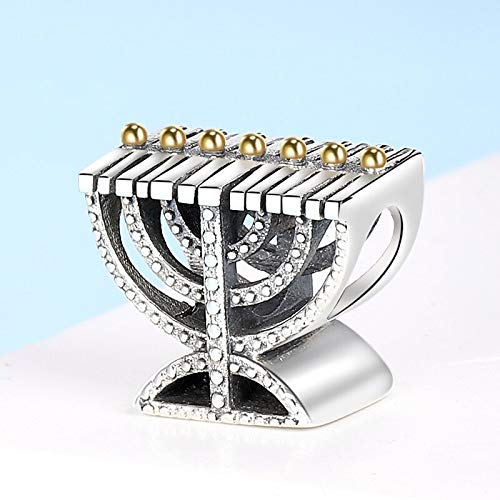 Bolenvi Hanukkah Menorah Religious Jewish Holiday 925 Sterling Silver Charm Bead for Pandora & Similar Charm Bracelets or Necklaces4