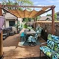 PURPLE LEAF 10' x 13' Outdoor Retractable Pergola with Sun Shade Canopy Patio Metal Shelter for Garden Porch Beach Pavilion Natural Wood Grain Frame Gazebo Modern Yard Grill Pergola