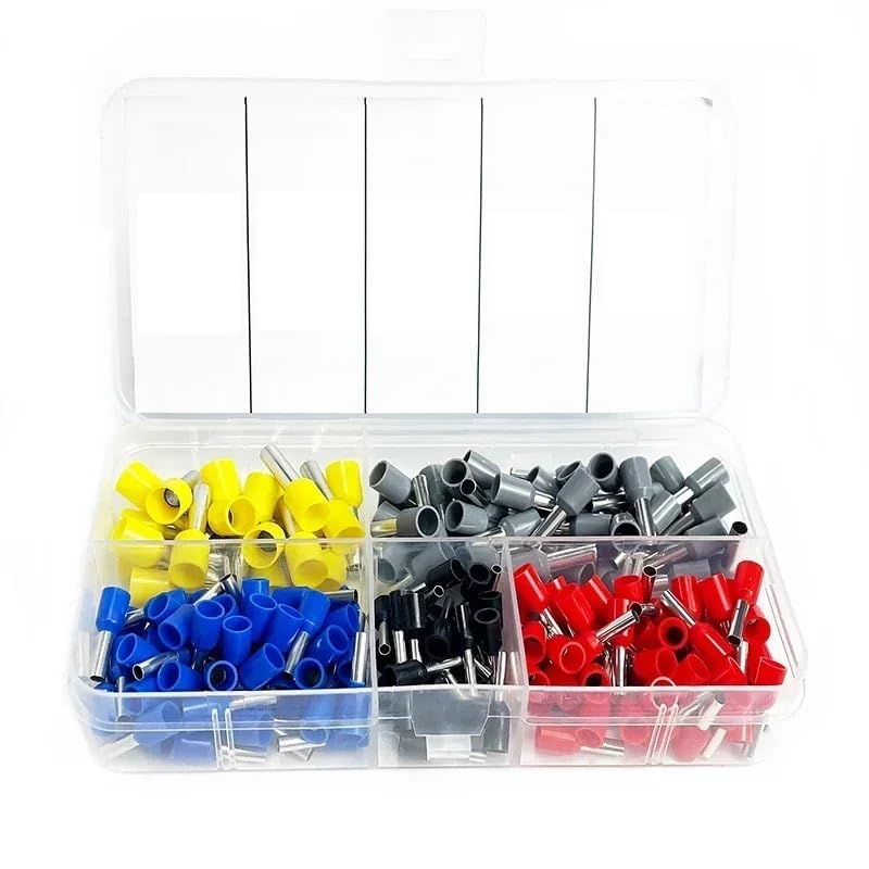 200-1900Pcs Electrical Tube Insulated Terminal VE Tubular Crimp Terminals Wire Cable Connector Ferrules Terminal Connectors(1250PCS)