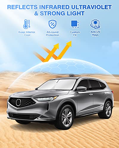 Image of Canvcle Sunshade for 2021-2025 2026 Acura MDX Accessories Windshield Sun Shade Side Rear Window Shade Cover Sun Visor Shield Privacy Protection Keep Vehicle Cool Black 8PCS